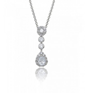 Teardrop Zirconia Necklace Rhodium Plated