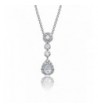 Teardrop Zirconia Necklace Rhodium Plated