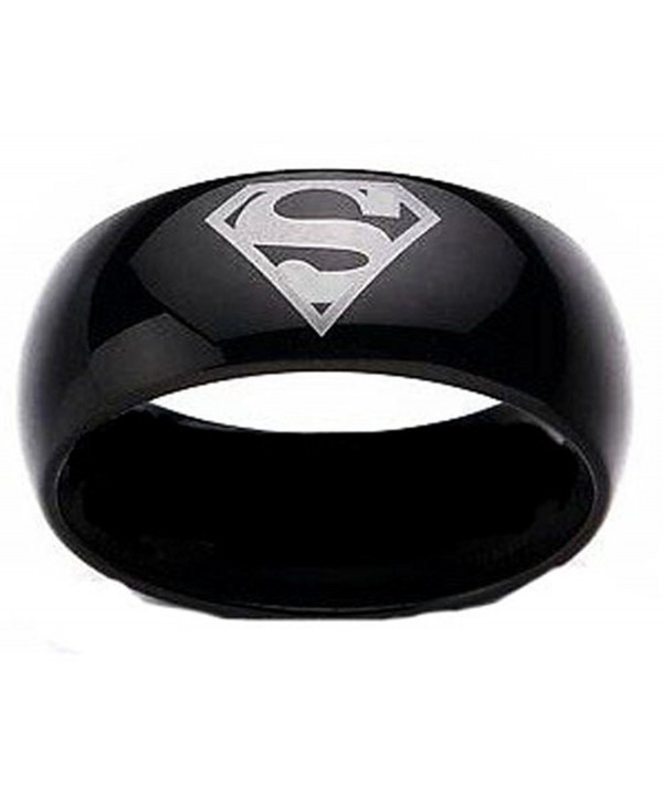 Superman Print Black Tungsten Carbide