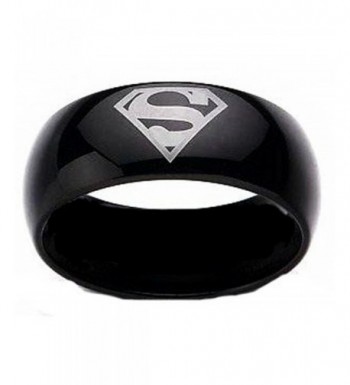 Superman Print Black Tungsten Carbide