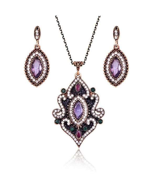 LUYUAN Vintage Gemstone Pendant Necklace