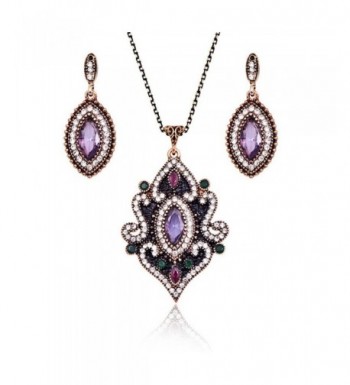 LUYUAN Vintage Gemstone Pendant Necklace