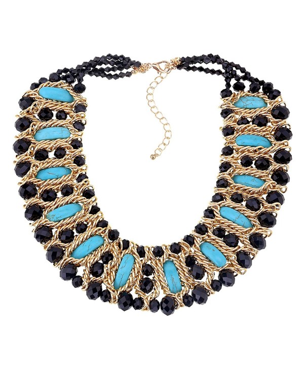 Crystals Moon shape Turquoise Statement Necklace