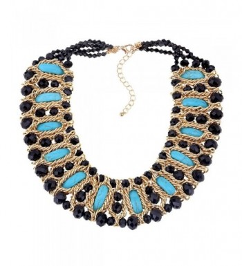Crystals Moon shape Turquoise Statement Necklace