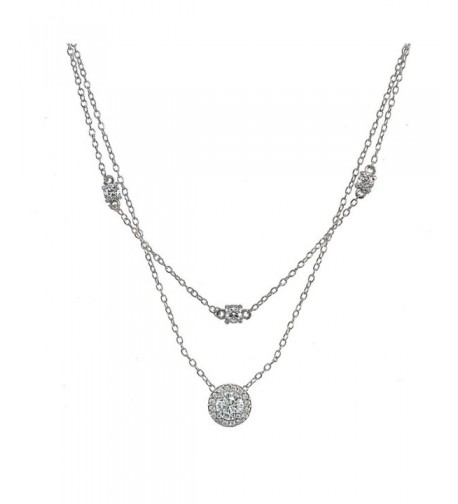 Sterling Silver Zirconia Layered Necklace