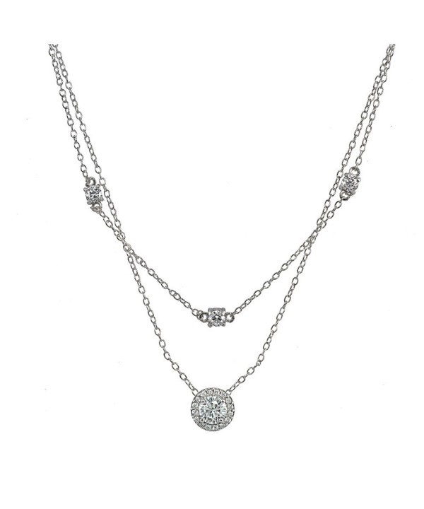 Sterling Silver Zirconia Layered Necklace