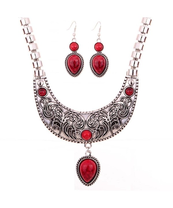 YAZILIND Waterdrop Statement Necklace Earrings