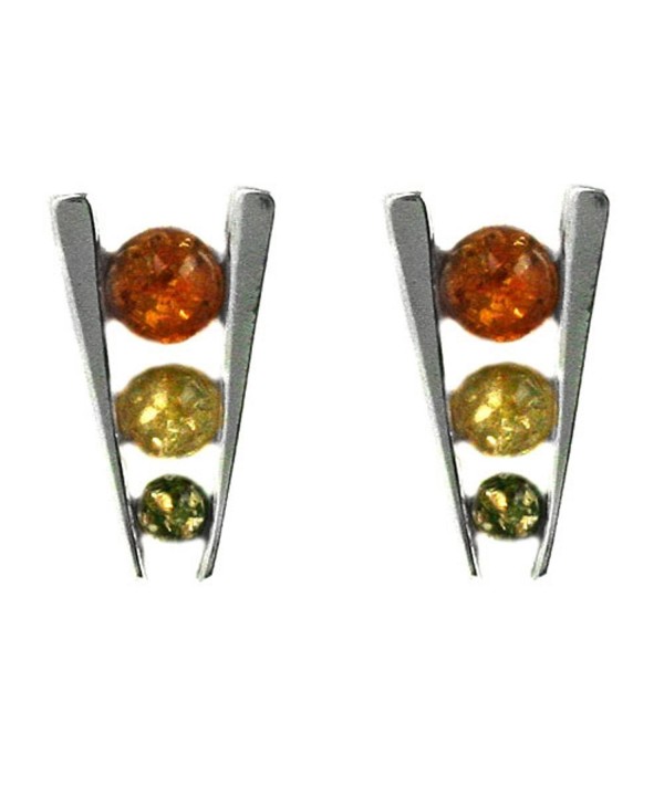 Multicolor Sterling Silver Triple Earrings