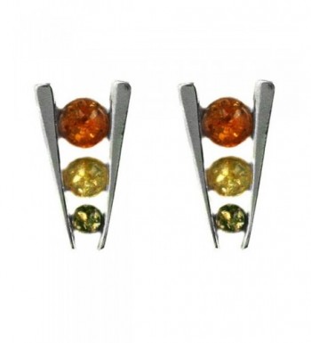 Multicolor Sterling Silver Triple Earrings