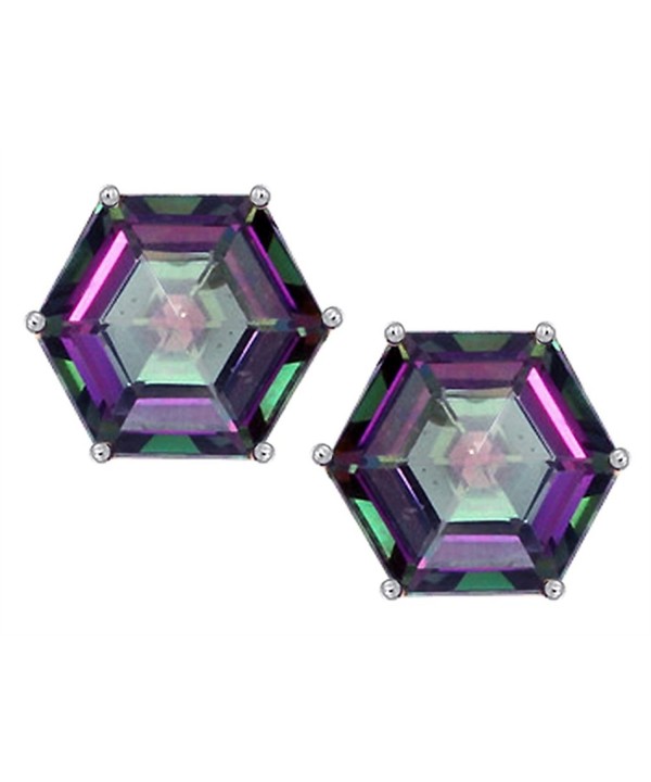 Star Octagon Earrings Rainbow Sterling