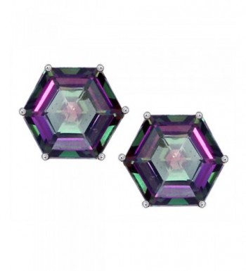 Star Octagon Earrings Rainbow Sterling