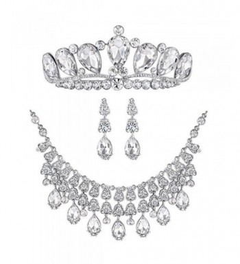 Bella Vogue Rhinestone Earrings Necklace Crown NO 284