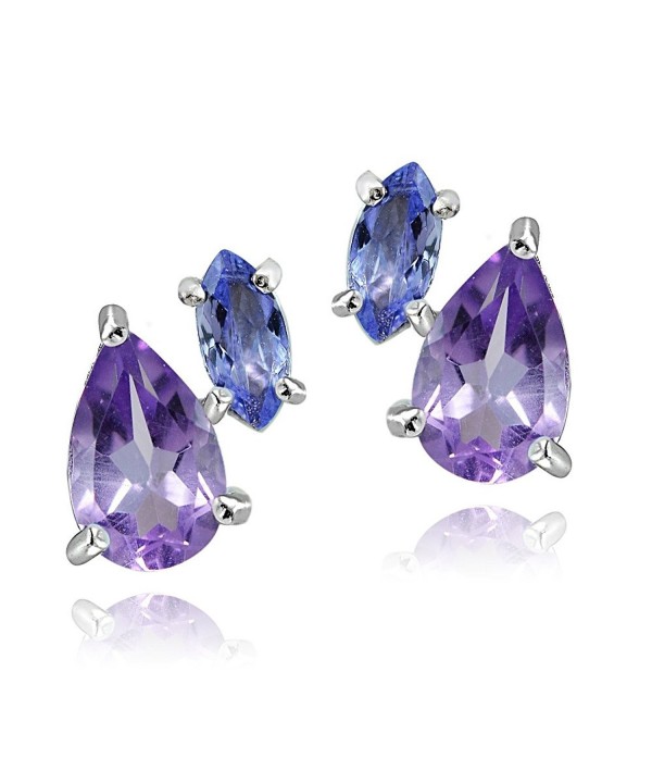 Sterling Amethyst Tanzanite Friendship Earrings