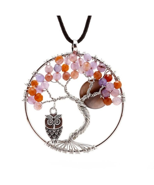 Natural Amethyst Tree Pendant Necklace