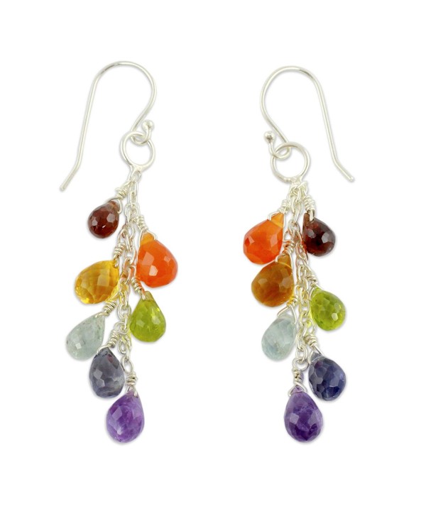 NOVICA Multi Gem Earrings Sterling Vibrancy