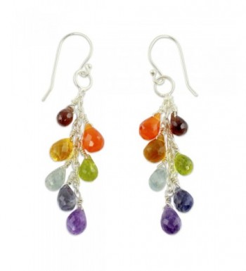 NOVICA Multi Gem Earrings Sterling Vibrancy