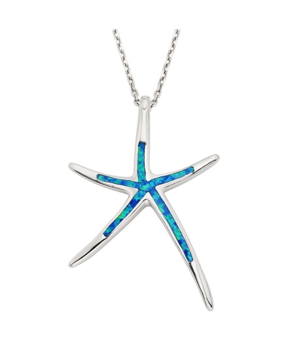 Sterling Silver Created Starfish Pendant