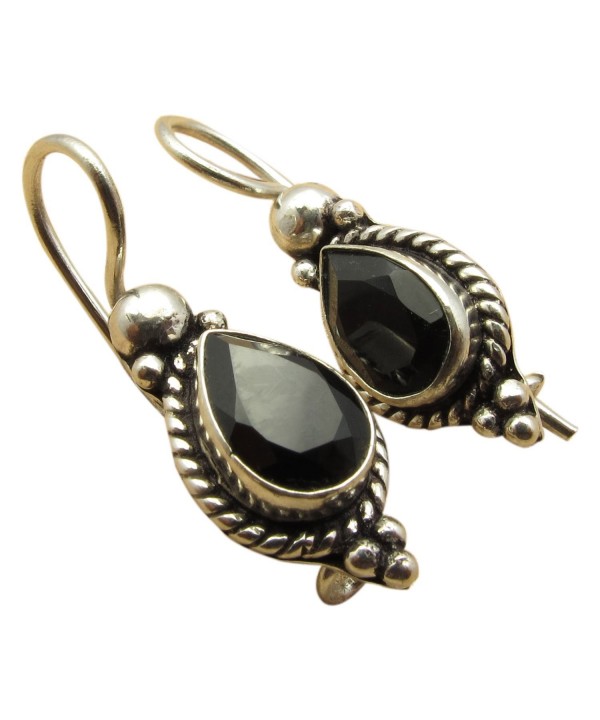 Sterling Oxidized Teardrop Earrings Gemstones