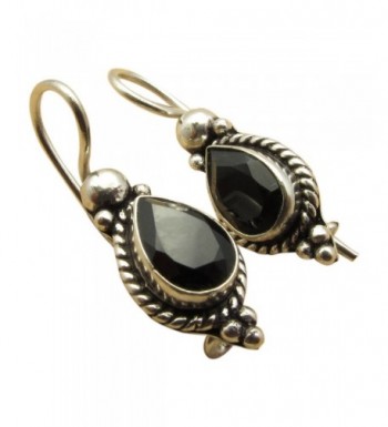 Sterling Oxidized Teardrop Earrings Gemstones