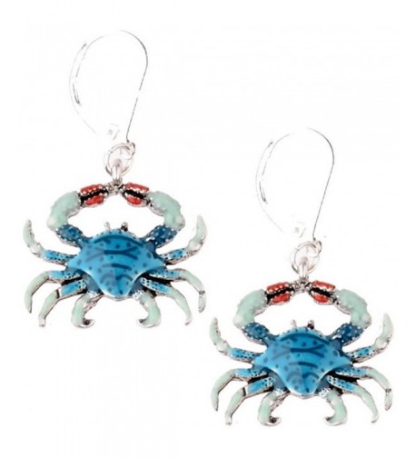 Blue Crab Dangle Silver Earrings