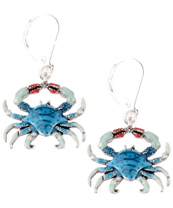 Blue Crab Dangle Silver Earrings