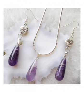 Fashion Amethyst Teardrop Necklace Earrings