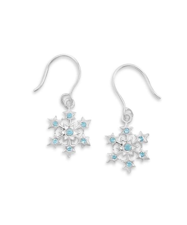 Snowflake Crystal Earrings Sterling Silver