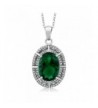 Sterling Simulated Emerald Pendant Necklace