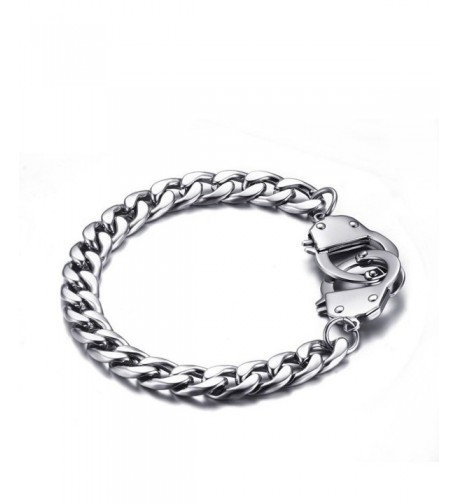 HOUSWEETY Stainless Figaro Handcuff Bracelet