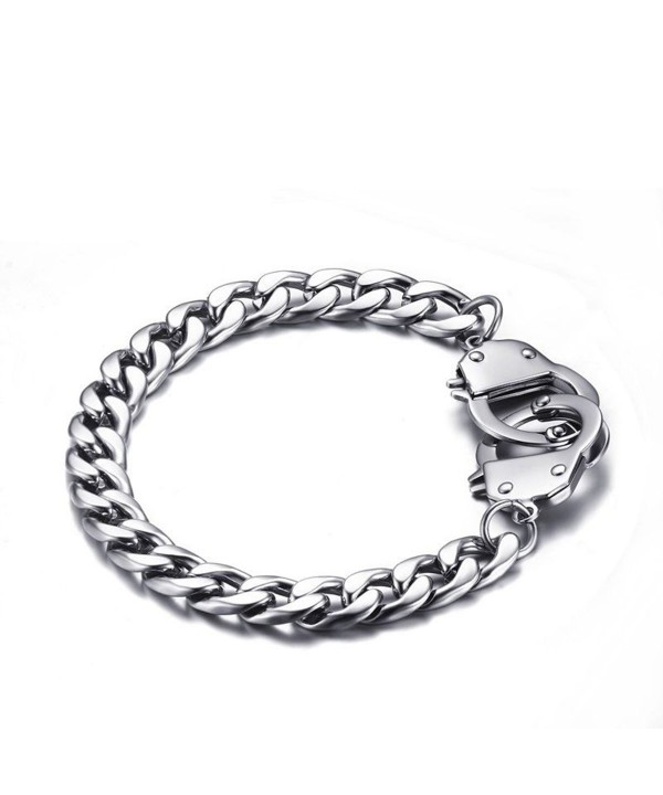 HOUSWEETY Stainless Figaro Handcuff Bracelet