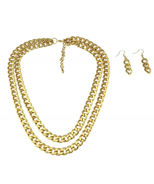 Layered Necklace Matching Earrings gold plated base