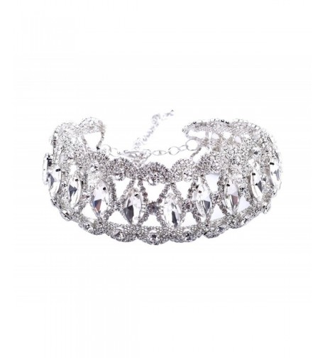 Qiaose Oval Cut Crystal Rhinestone Necklace