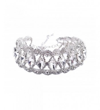 Qiaose Oval Cut Crystal Rhinestone Necklace