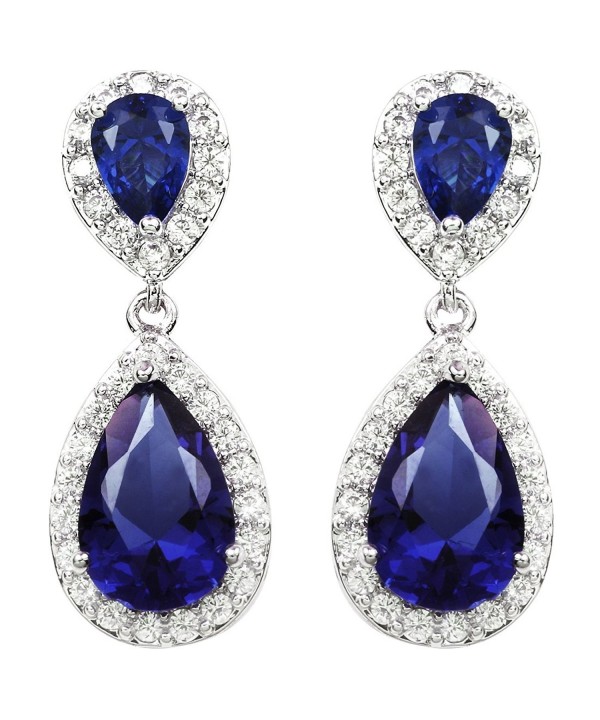 White Plated Sapphire Crystal Earrings