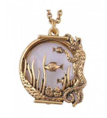 Leopard magnifier pendant necklace antique