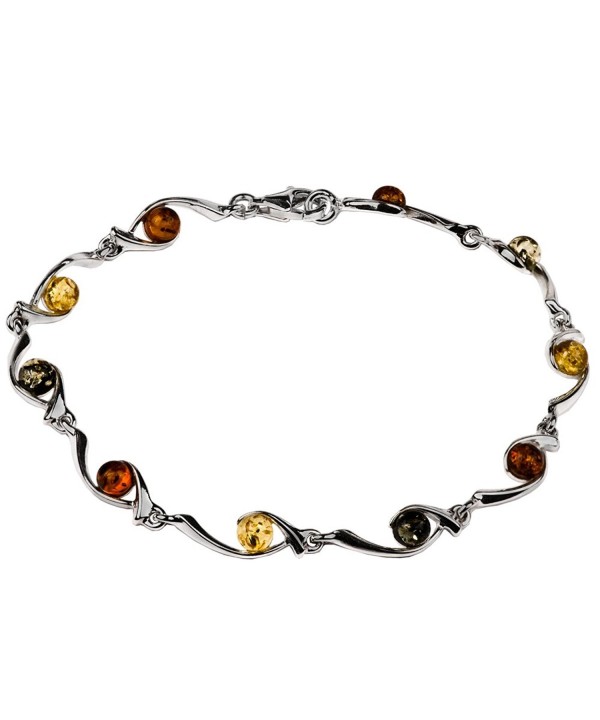 Sterling Silver Multicolor Amber Bracelet