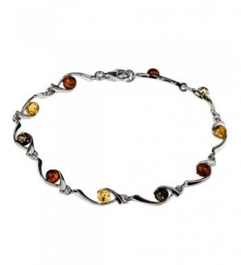 Sterling Silver Multicolor Amber Bracelet