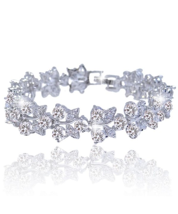 EVER FAITH Silver Tone Butterfly Bracelet