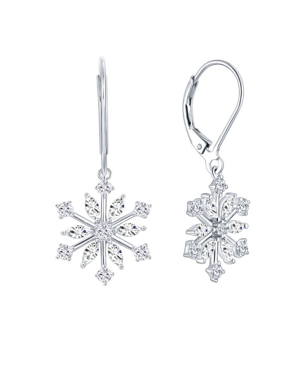 Sterling Snowflake Leverback Earrings Jewelry
