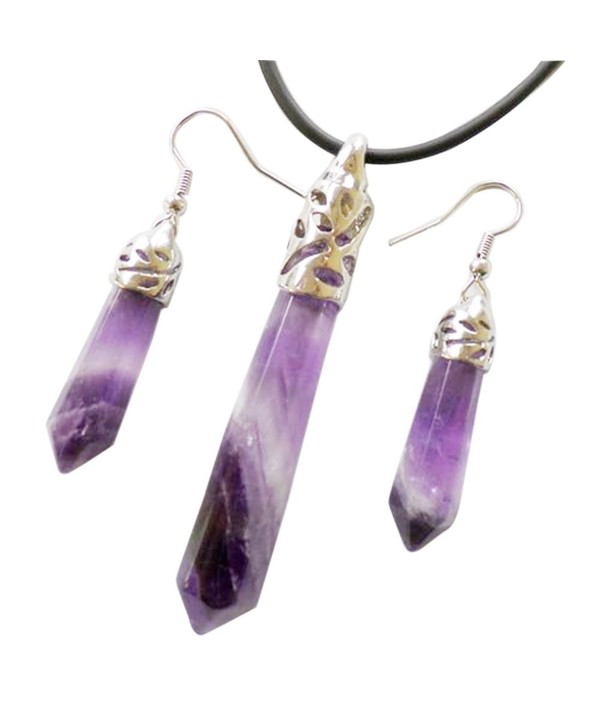 Newtrip Amethyst Pendulum Necklace Earrings