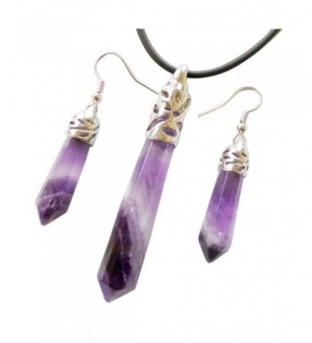 Newtrip Amethyst Pendulum Necklace Earrings