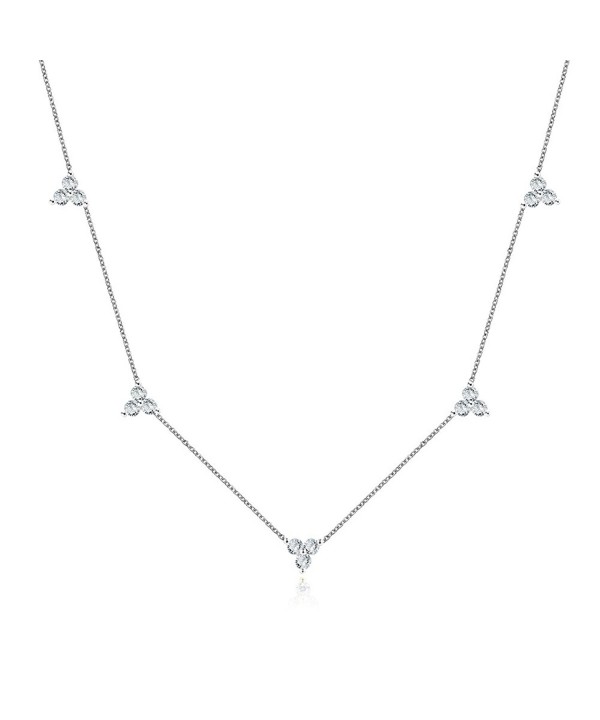 Sterling Silver Triple Cluster Necklace Sterling Silver Triple Cluster Necklace