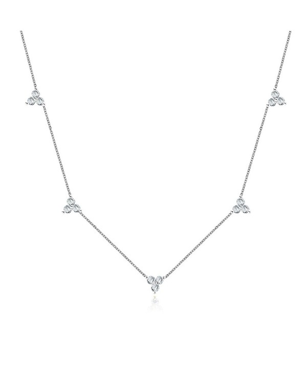 Sterling Silver Triple Cluster Necklace