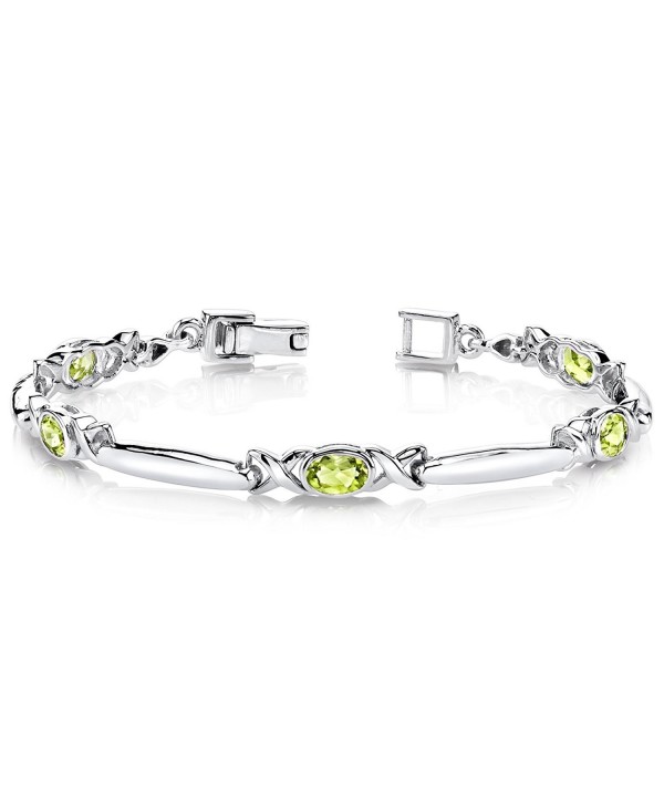 Peridot Bracelet Sterling Silver Rhodium