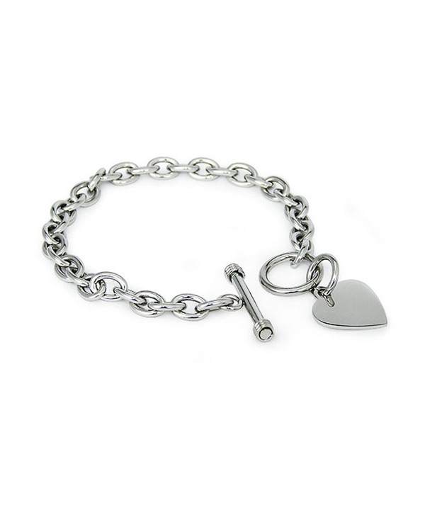 Stainless Steel Heart Tag Bracelet