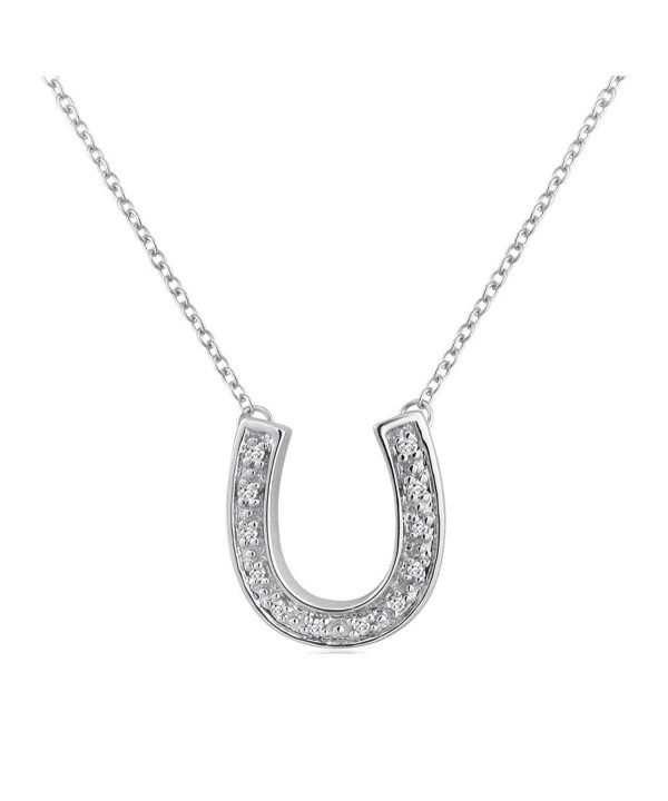 Sterling Silver Diamond Horseshoe Necklace