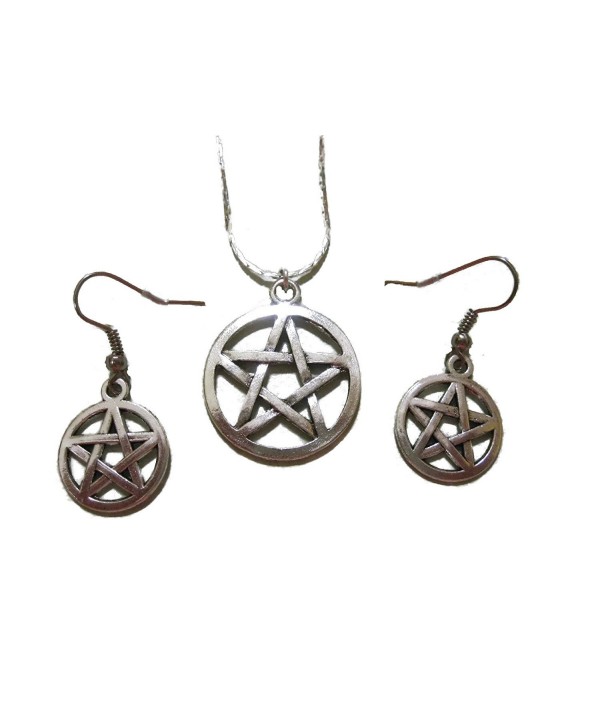 Pewter Pentacle Pentagram Necklace Earring