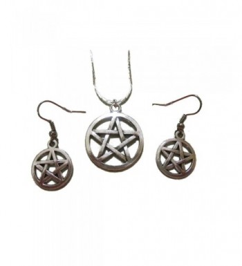 Pewter Pentacle Pentagram Necklace Earring