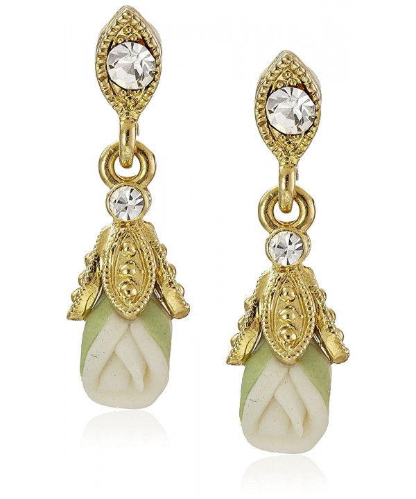 Downton Abbey Gold Tone Porcelain Earrings