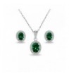 Sterling Simulated Emerald Necklace Earrings